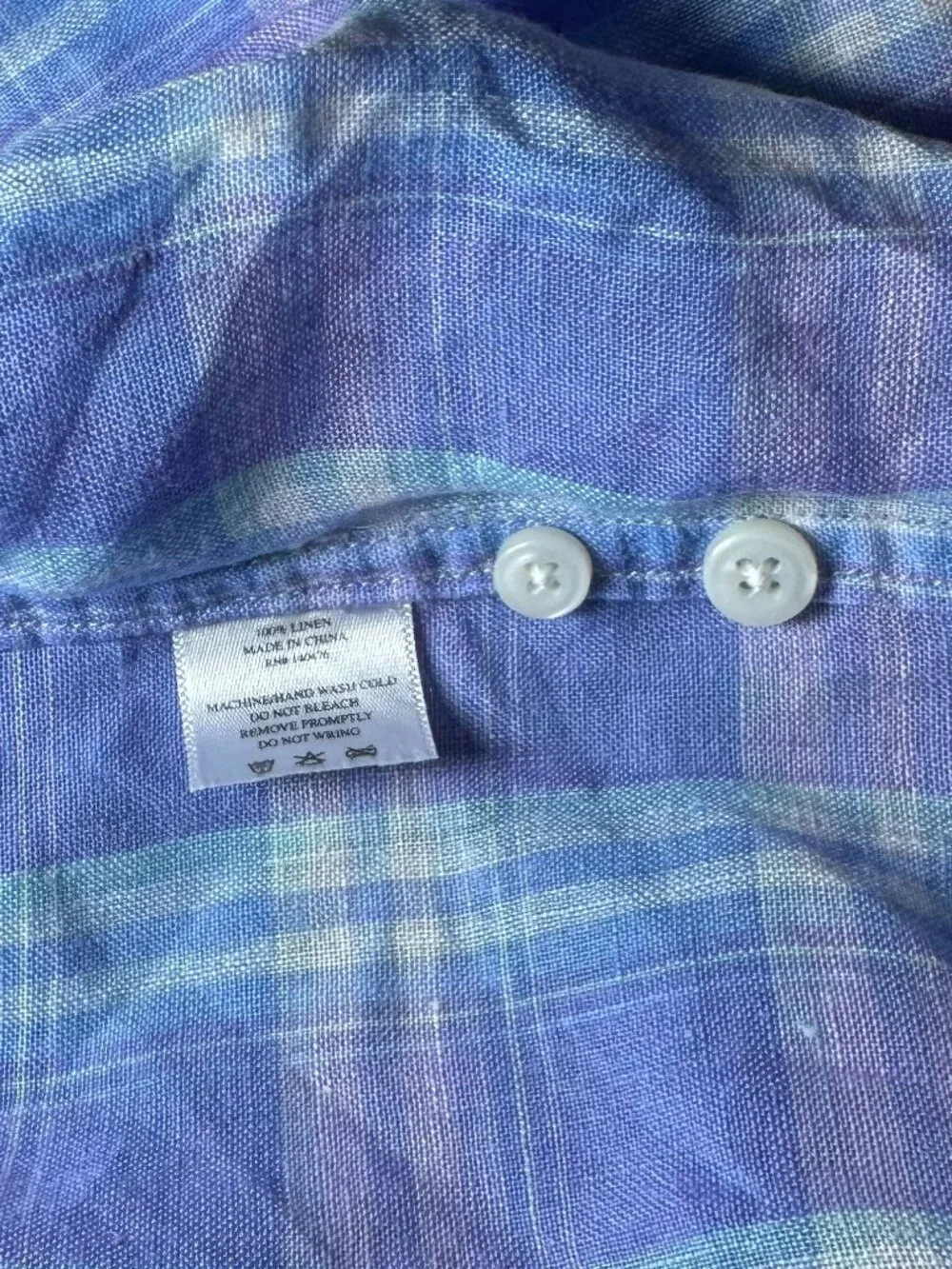 Faherty Men's Blue Cloud Summer Colorful Pastel Plaid Shirt Size Extra Large